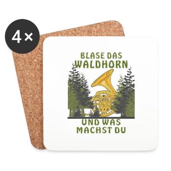 BLASE DAS WALDHORN UND WAS MACHST DU - Untersetzer (4er-Set) - Weiß - Vorne