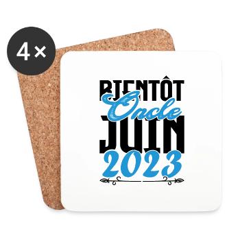 Cadeau Annonce grossesse. bientôt Oncle Juin 2023. - Dessous de verre (lot de 4) - blanc - Devant