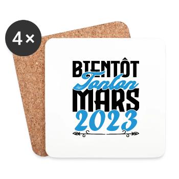 Cadeau Annonce grossesse bientôt Tonton Mars 2023 - Dessous de verre (lot de 4) - blanc - Devant