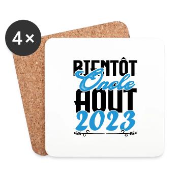 Cadeau Annonce grossesse. bientôt Oncle Aout 2023. - Dessous de verre (lot de 4) - blanc - Devant