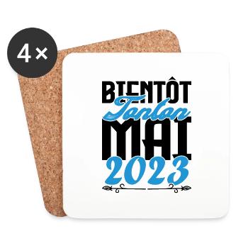 Cadeau Annonce grossesse bientôt Tonton Mai 2023 - Dessous de verre (lot de 4) - blanc - Devant