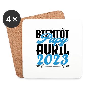 Cadeau Annonce grossesse. bientôt Papy Avril 2023. - Dessous de verre (lot de 4) - blanc - Devant