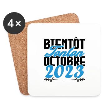 Annonce grossesse. bientôt Tonton Octobre 2023. - Dessous de verre (lot de 4) - blanc - Devant