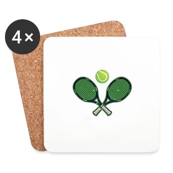 Tennis Player Coach Papa Mama I will always - Coasters (set of 4) - white - Front