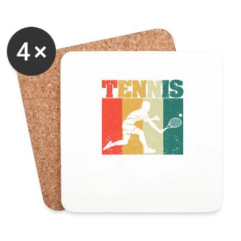 Tennis Silhouette Retro Vintage Player Coach - Coasters (set of 4) - white - Front
