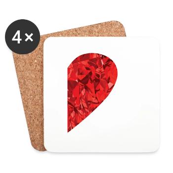 Partner look heart as a gift idea - Coasters (set of 4) - white - Front