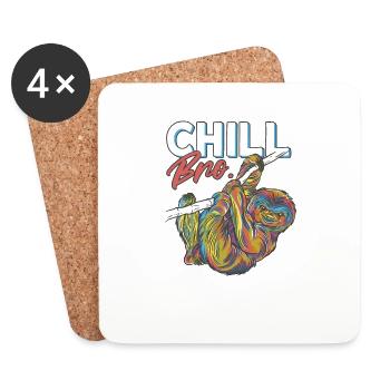 Sloth Chill Bro C’est comme ça - Dessous de verre (lot de 4) - blanc - Devant
