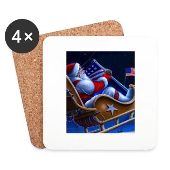 American Christmas Santa Claus with - Coasters (set of 4) - white - Front