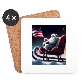 American Christmas Santa Claus with - Coasters (set of 4) - white - Front