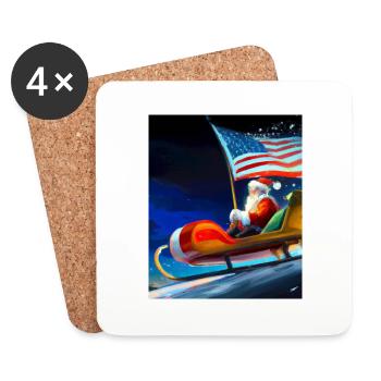 American Christmas Santa Claus with - Coasters (set of 4) - white - Front