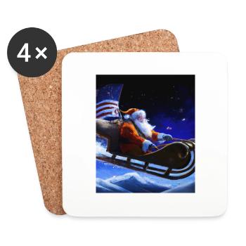 American Christmas Santa Claus with - Coasters (set of 4) - white - Front