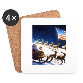 Amerikanisches Weihnachten Weihnachtsmann Mit - Untersetzer (4er-Set) - Weiß - Vorne
