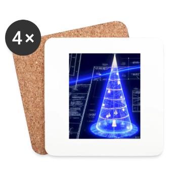 Christmas Christmas Tree Schematic Blueprint - Coasters (set of 4) - white - Front