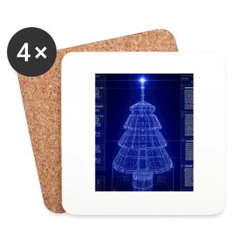 Christmas Christmas Tree Schematic Blueprint - Coasters (set of 4) - white - Front