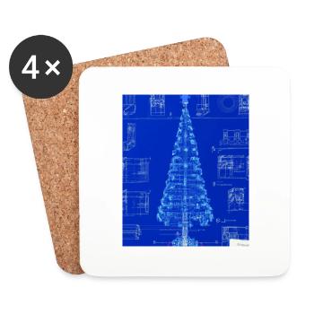 Christmas Christmas Tree Schematic Blueprint - Coasters (set of 4) - white - Front