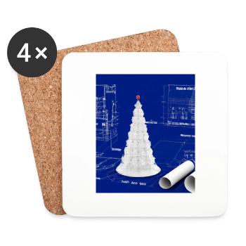 Christmas Christmas Tree Schematic Blueprint - Coasters (set of 4) - white - Front