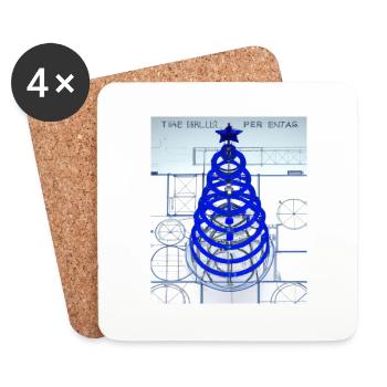 Christmas Christmas Tree Schematic Blueprint - Coasters (set of 4) - white - Front