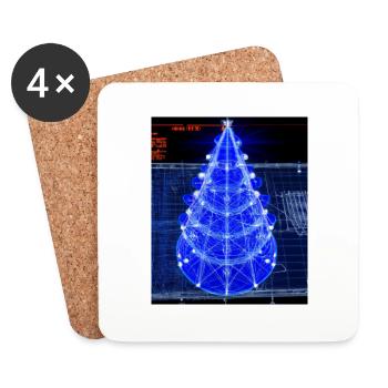 Christmas Christmas Tree Schematic Blueprint - Coasters (set of 4) - white - Front