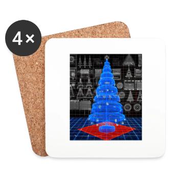 Christmas Christmas Tree Schematic Blueprint - Coasters (set of 4) - white - Front