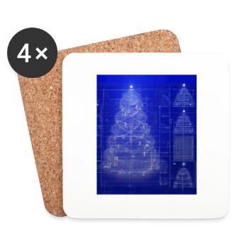 Christmas Christmas Tree Schematic Blueprint - Coasters (set of 4) - white - Front