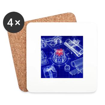Christmas Christmas Tree Schematic Blueprint - Coasters (set of 4) - white - Front