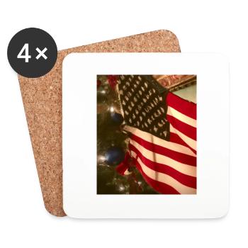 American Christmas Christmas Tree with US - Coasters (set of 4) - white - Front