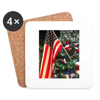 American Christmas Christmas Tree with US - Coasters (set of 4) - white - Front