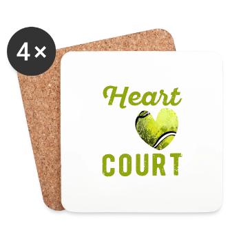 My heart is a tennis ball player on the court - Coasters (set of 4) - white - Front
