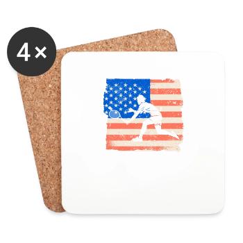 American Flag Tennis Player Funny US Sports - Coasters (set of 4) - white - Front
