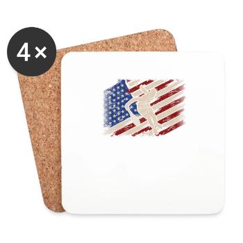 American Flag Tennis Player Funny US Sports - Coasters (set of 4) - white - Front