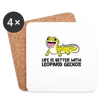 La vie d’animal de compagnie de gecko léopard est meilleure avec - Dessous de verre (lot de 4) - blanc - Devant