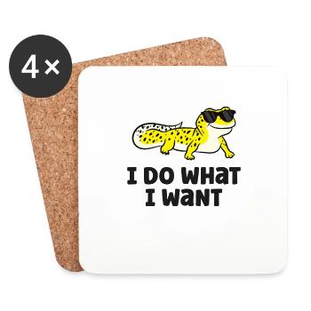 I Do What I Want Reptile Lizard Leopard Gecko - Coasters (set of 4) - white - Front