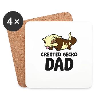 Kammgecko Papa Eidechse Reptil Kammgecko Papa - Untersetzer (4er-Set) - Weiß - Vorne