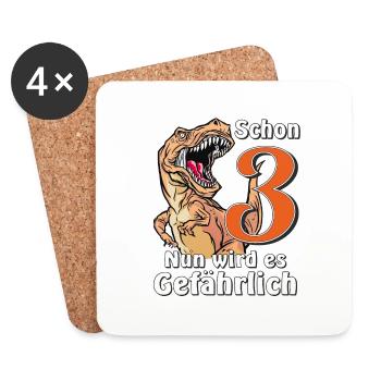 GEBURTSTAG Schon 3 - Untersetzer (4er-Set) - Weiß - Vorne