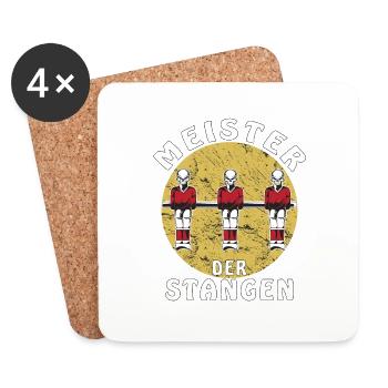 TISCHFUSSBALL MEISTER DER STANGEN - Untersetzer (4er-Set) - Weiß - Vorne