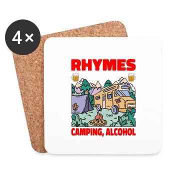 You Know What Rhymes With Camping, Alcohol - Coasters (set of 4) - white - Front