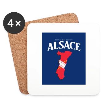 Fier de mes Racines Alsace Bleu - Dessous de verre (lot de 4) - blanc - Devant