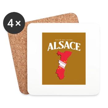 Fier de mes Racines Alsace Or - Dessous de verre (lot de 4) - blanc - Devant