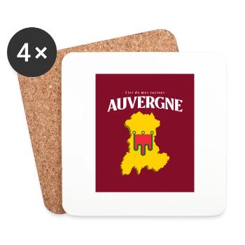 Fier de mes Racines Auvergne Rouge - Dessous de verre (lot de 4) - blanc - Devant