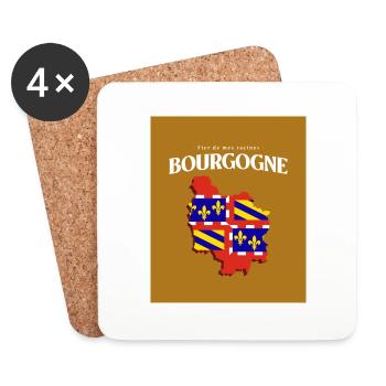 Fier de mes Racines Bourgogne Or - Dessous de verre (lot de 4) - blanc - Devant
