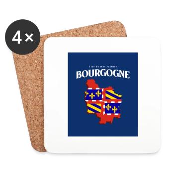 Fier de mes Racines Bourgogne Bleu - Dessous de verre (lot de 4) - blanc - Devant