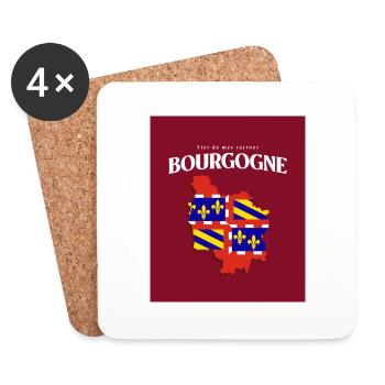 Fier de mes Racines Bourgogne Rouge - Dessous de verre (lot de 4) - blanc - Devant