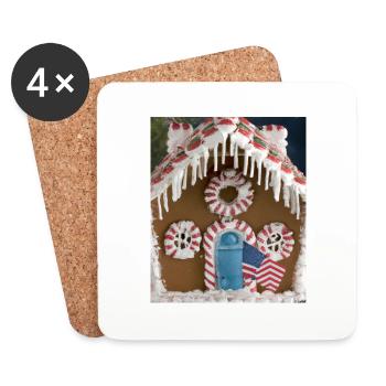 Amerikanisches Weihnachten Lebkuchenhaus Mit US - Untersetzer (4er-Set) - Weiß - Vorne