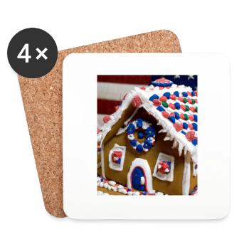 Amerikanisches Weihnachten Lebkuchenhaus Mit US - Untersetzer (4er-Set) - Weiß - Vorne