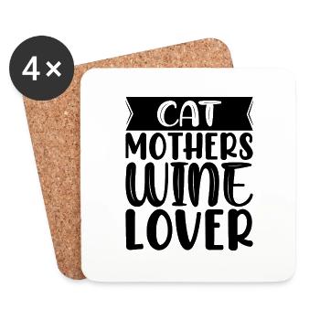 Cat mother wine lover - Coasters (set of 4) - white - Front