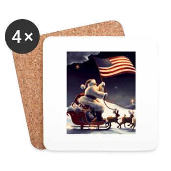 American Christmas Santa Claus with - Coasters (set of 4) - white - Front