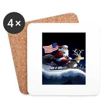 American Christmas Santa Claus with - Coasters (set of 4) - white - Front