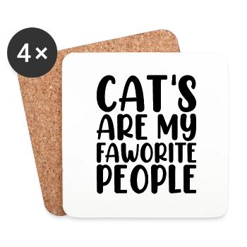 Cats Are My Favorite People - Coasters (set of 4) - white - Front