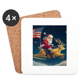 American Christmas Santa Claus with - Coasters (set of 4) - white - Front