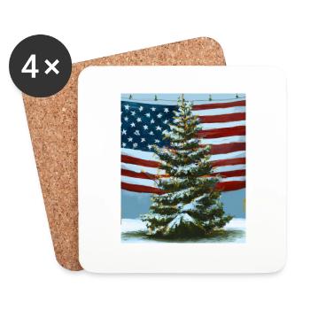 American Christmas Christmas Tree with US - Coasters (set of 4) - white - Front